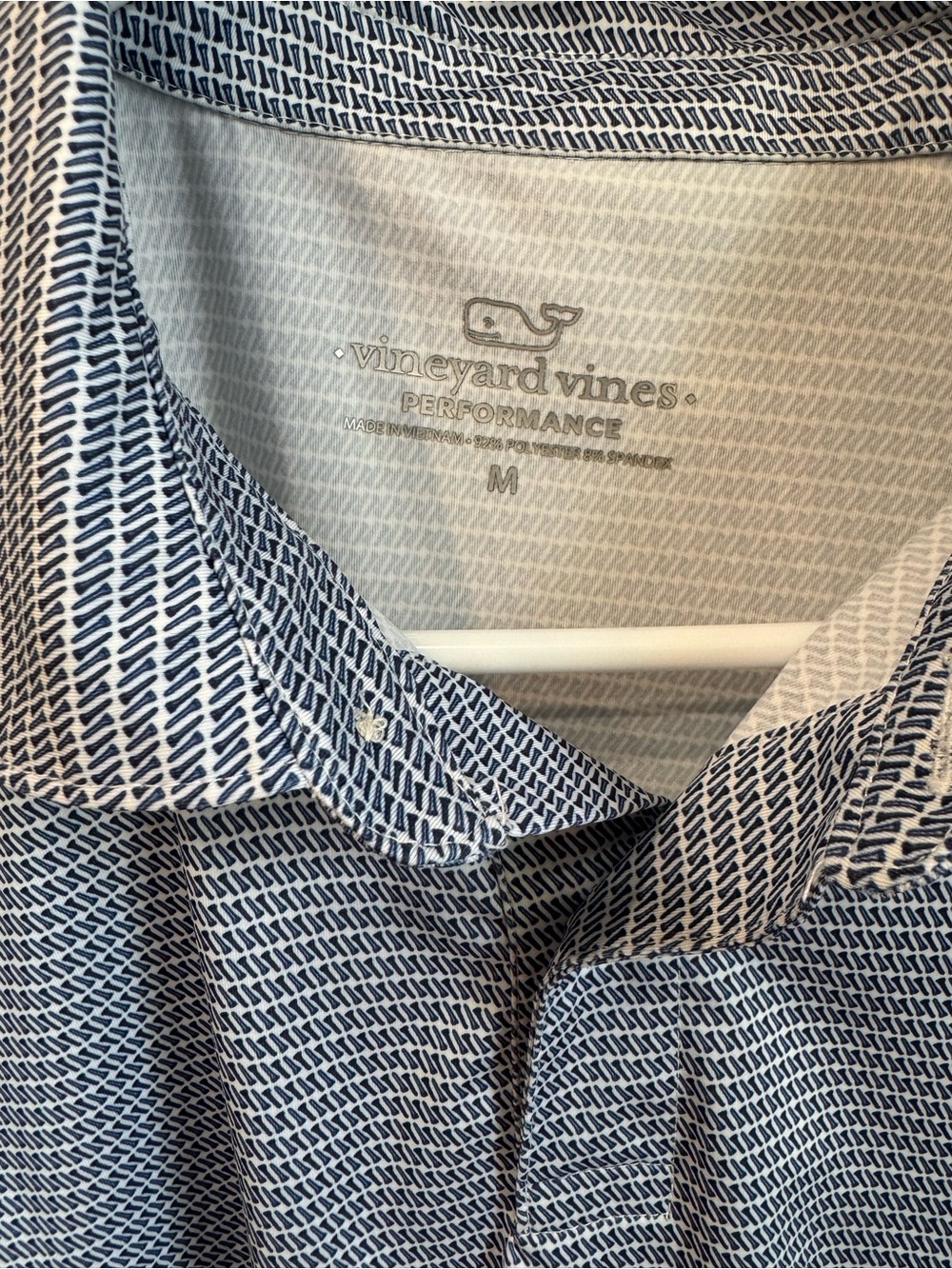 Vineyard Vines Navy and White Patterned Performance Polo